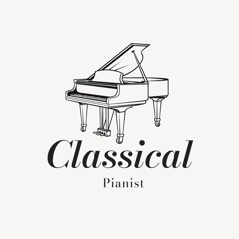 Classical pianist logo template, editable design