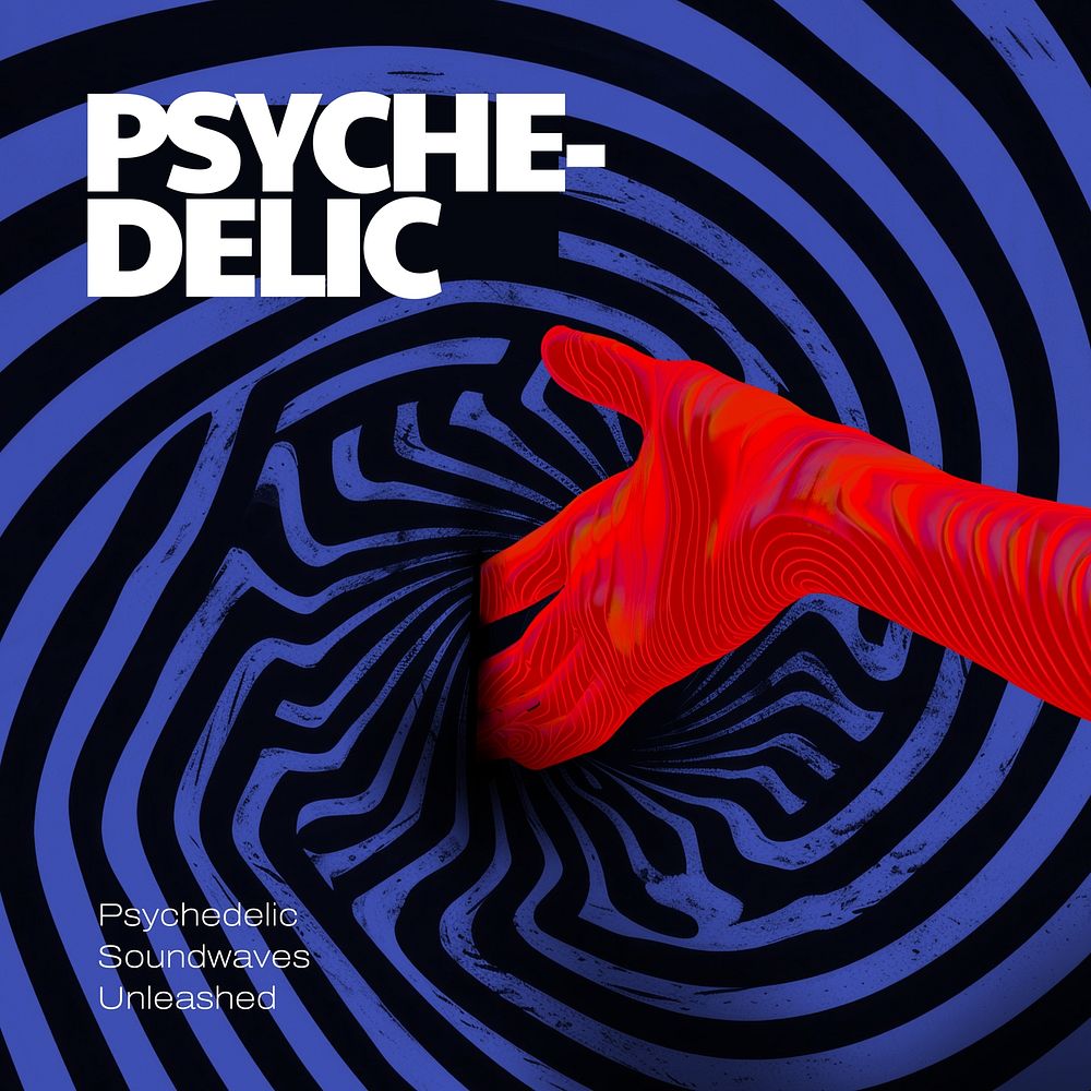 Psychedelic music cover template
