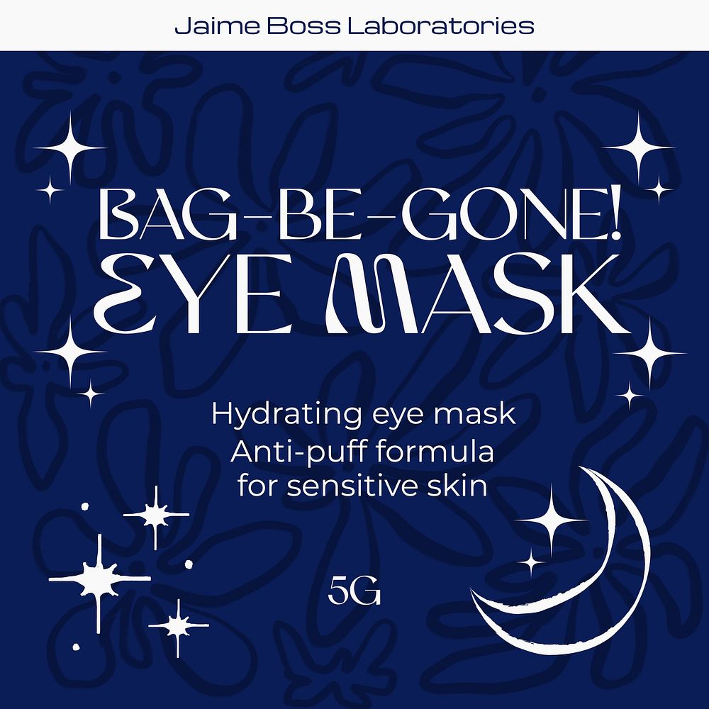 Eye mask  label template