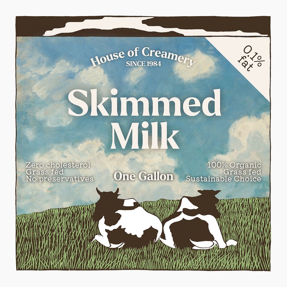 Skimmed milk  label template
