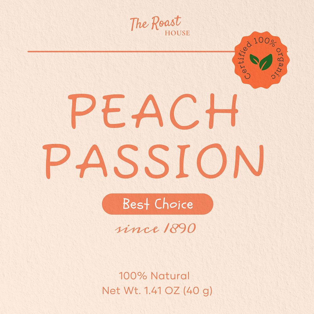 Peach tea label template