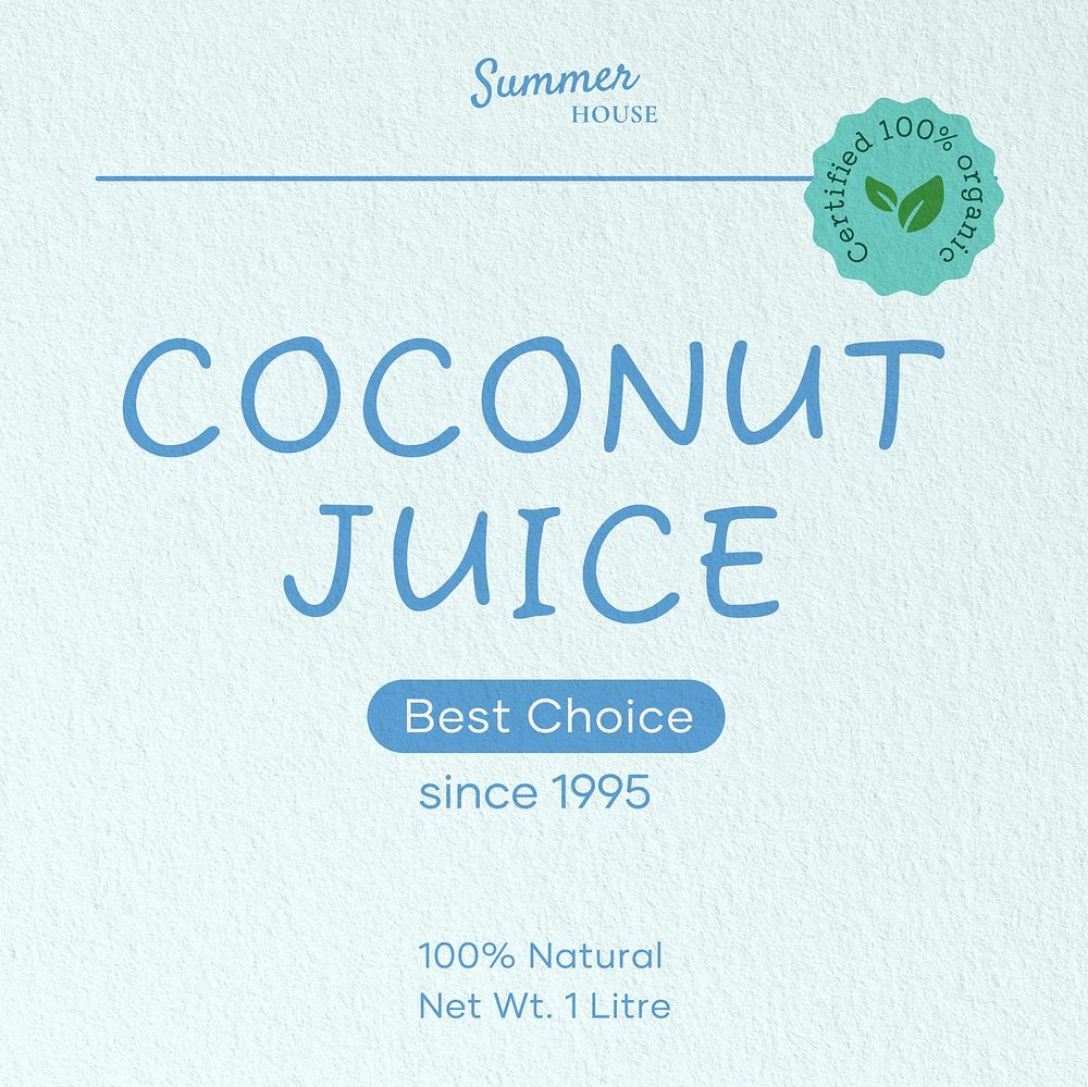 Coconut juice label template