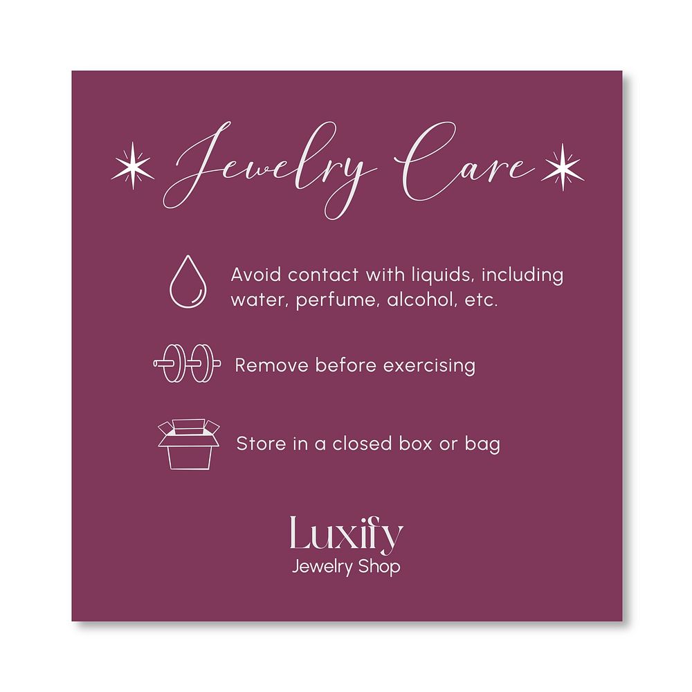Jewelry care label template