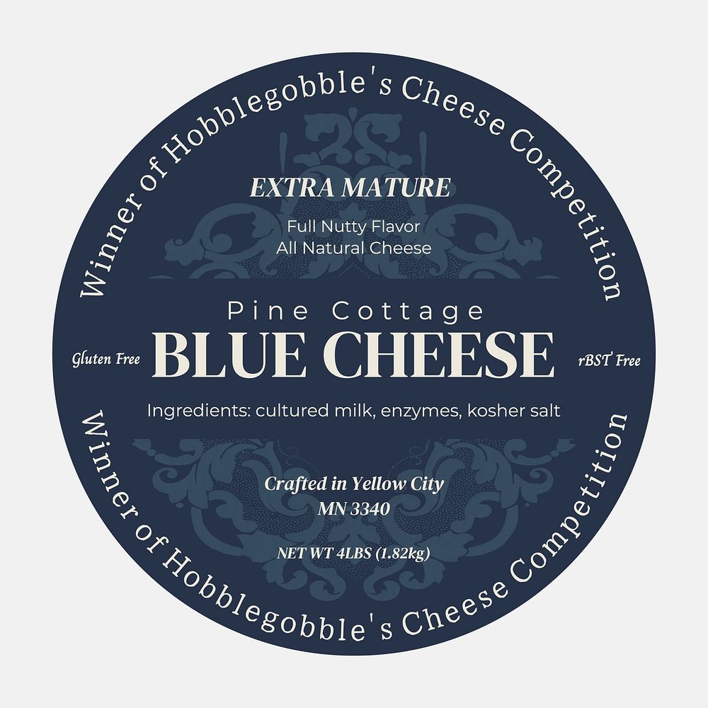 Blue cheese label template