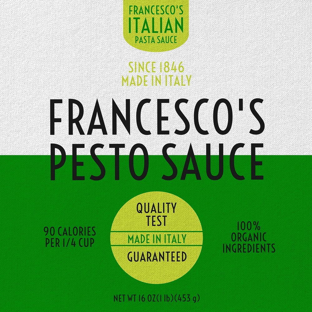 Pesto sauce label template