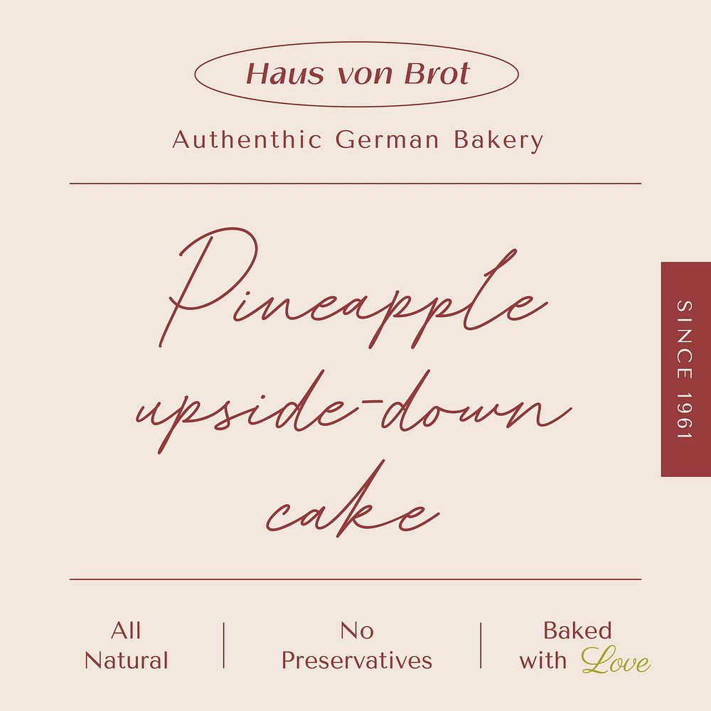 Cake  label template