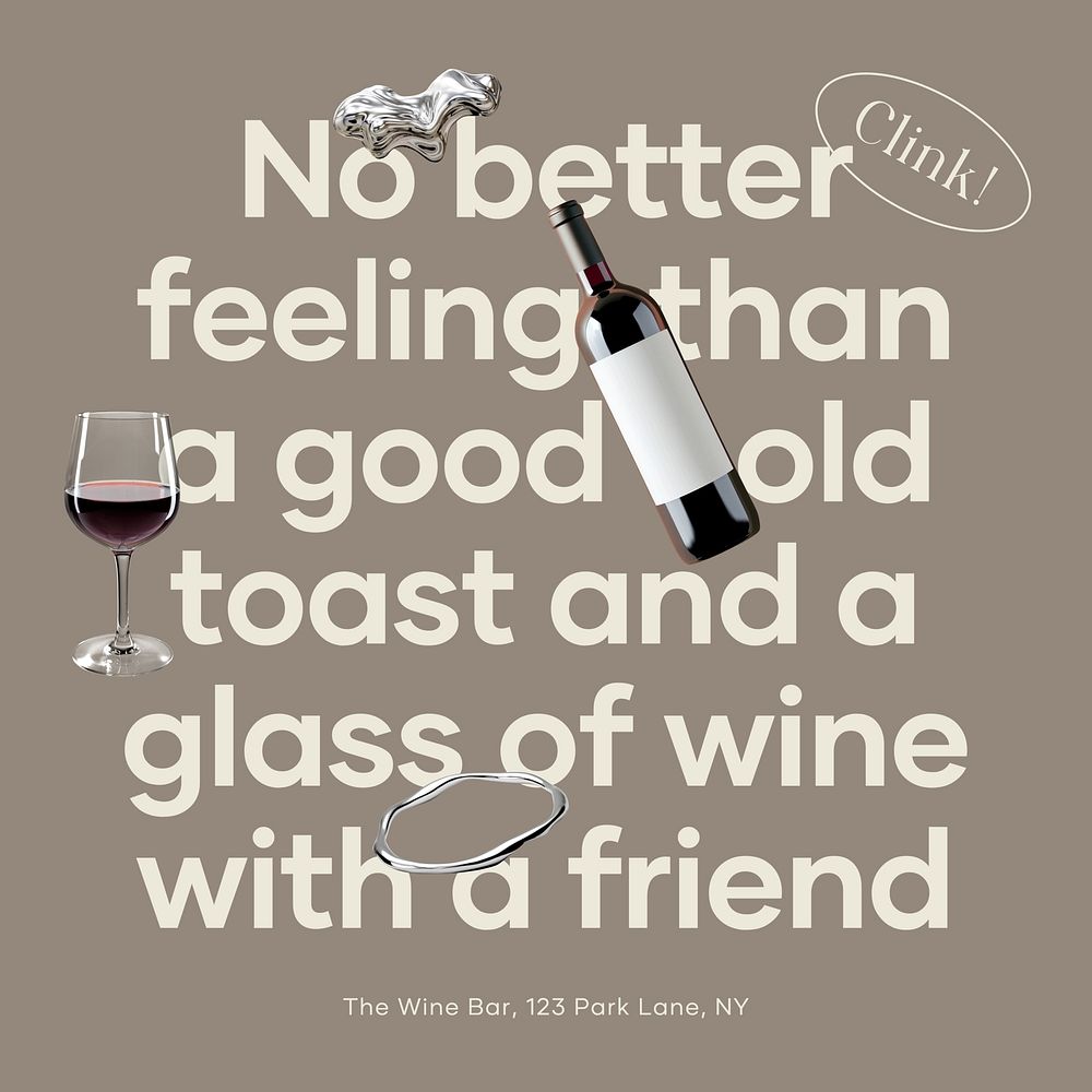 Wine with friends Instagram post template  design