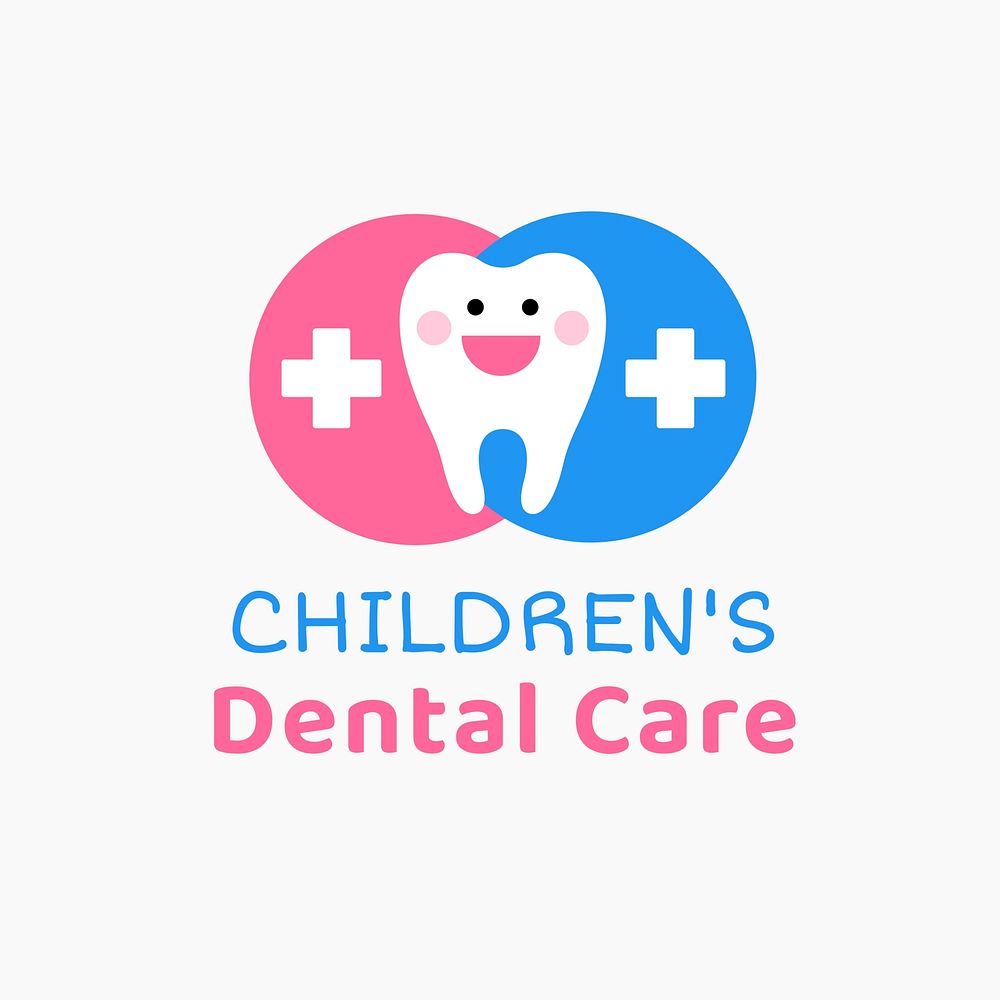  Children's dental care logo, editable health & wellness business branding template design