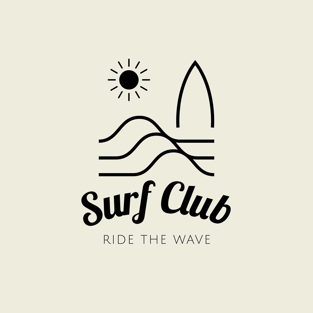 Surfing club  logo  aesthetic business branding template design
