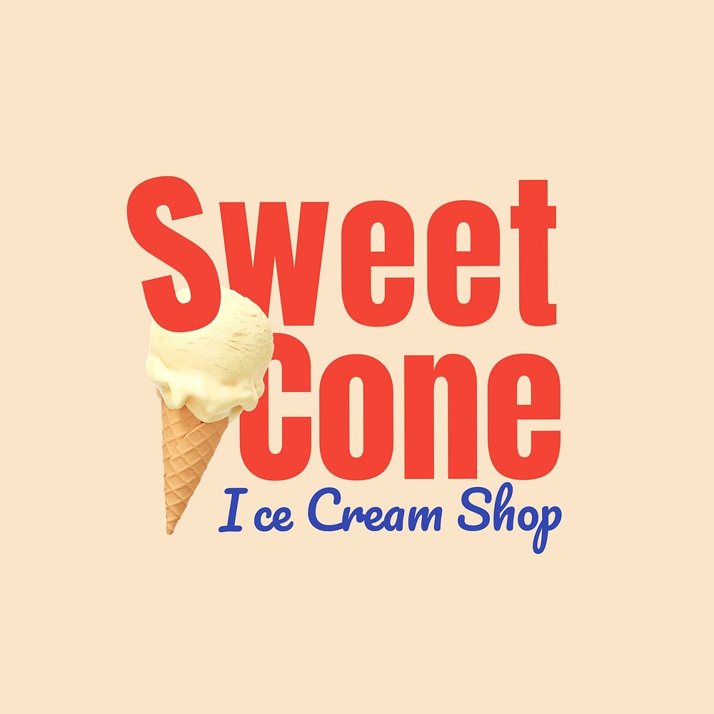 Ice cream branding logo, editable food business template design