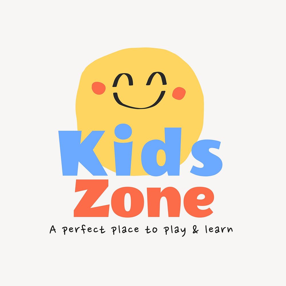 Kids zone logo template, editable design