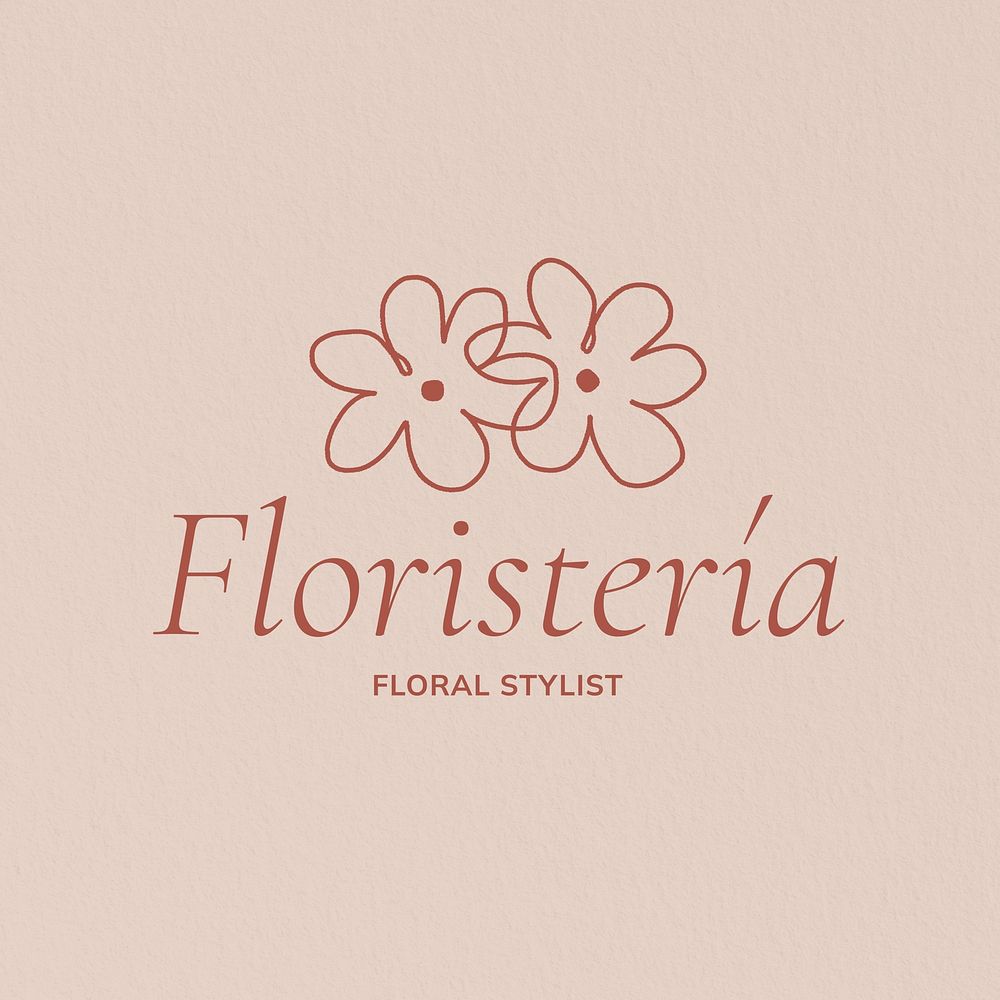 Flower shop logo,  aesthetic business branding template design