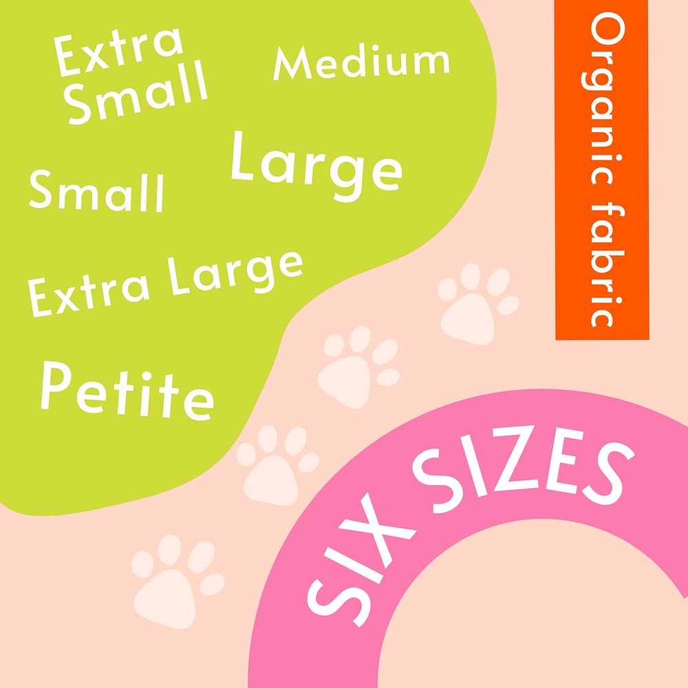 Pet size chart Facebook post template