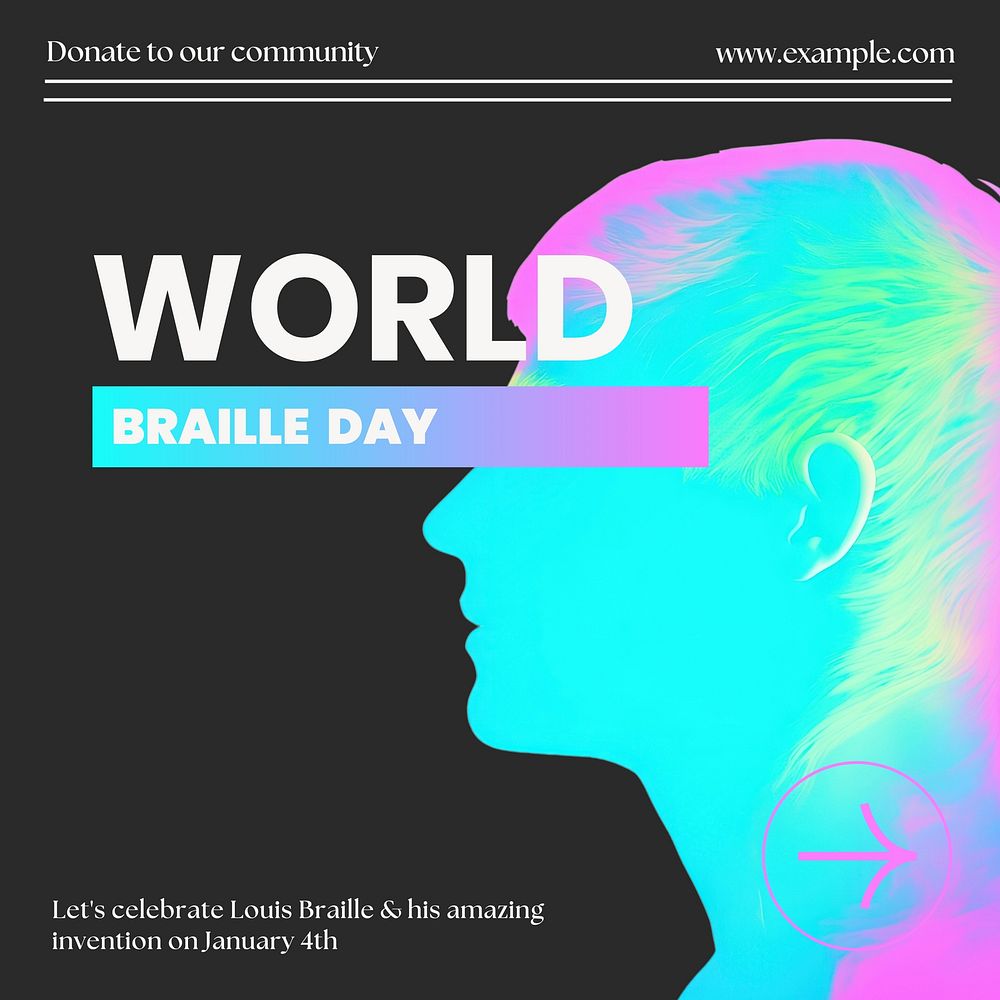 World braille day Instagram post template