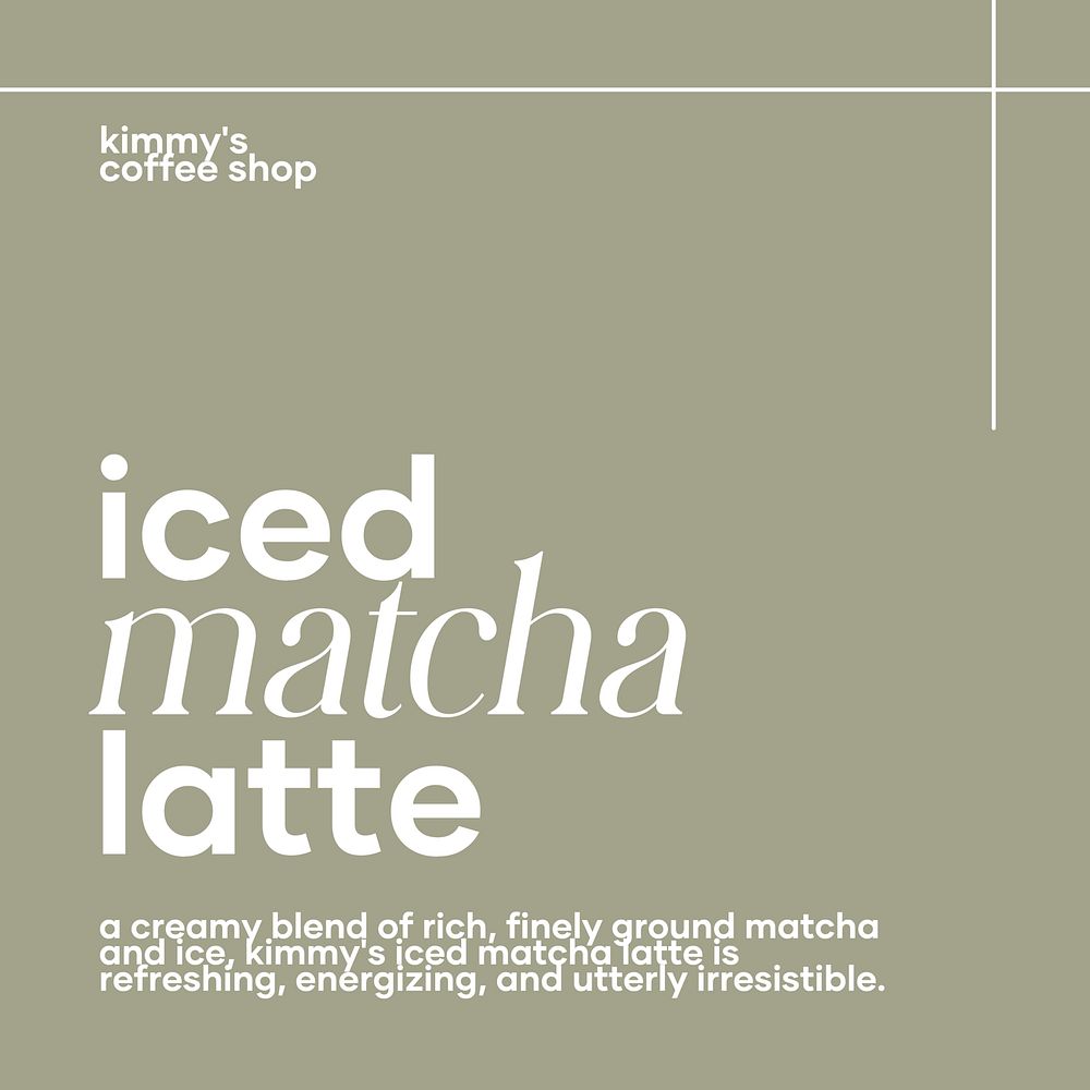 Iced matcha latte Instagram post template