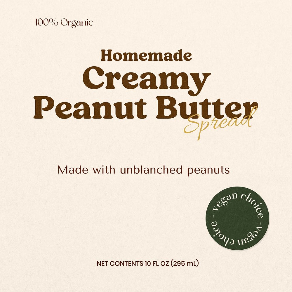 Peanut butter spread label template, editable design