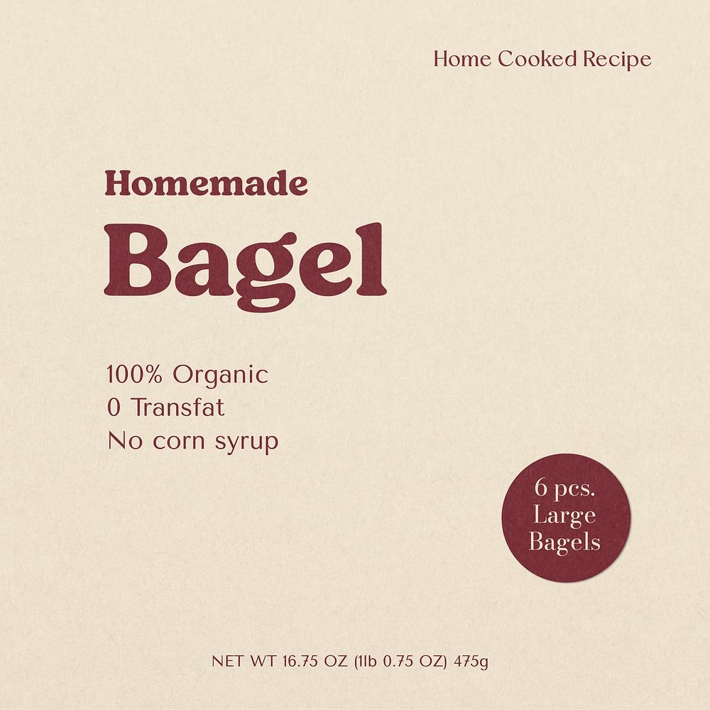Bagel label template, editable design