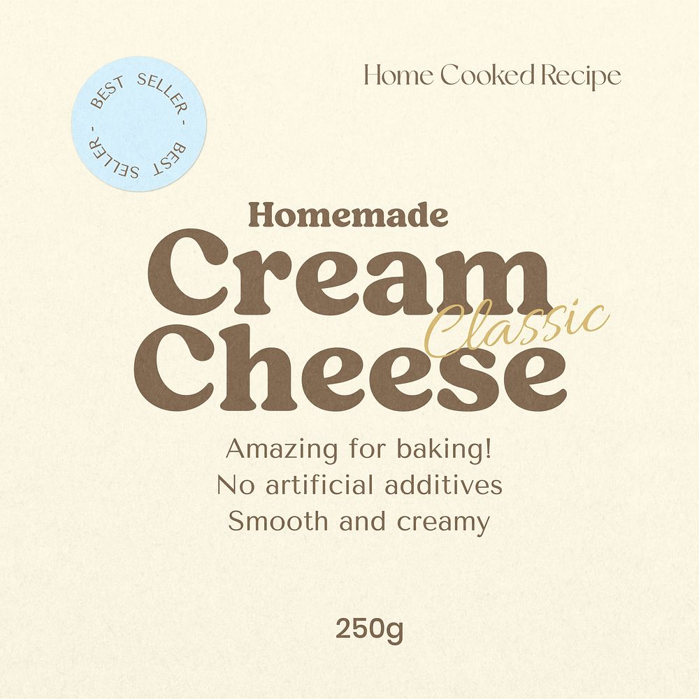 Cream cheese label template, editable design
