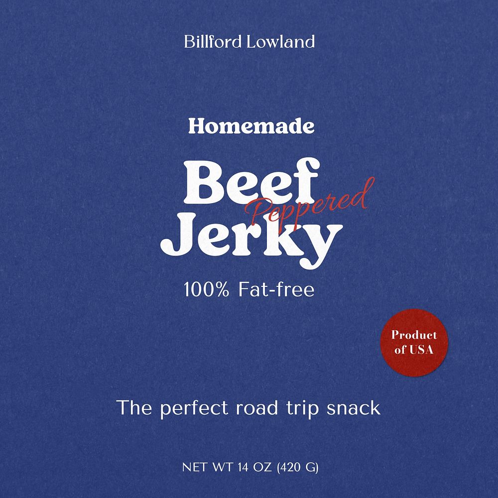 Beef jerky label template, editable design