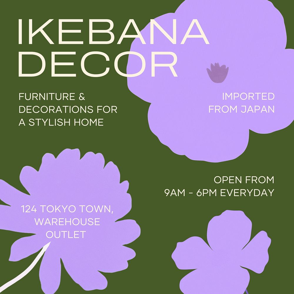 Ikebana home decor Instagram post template