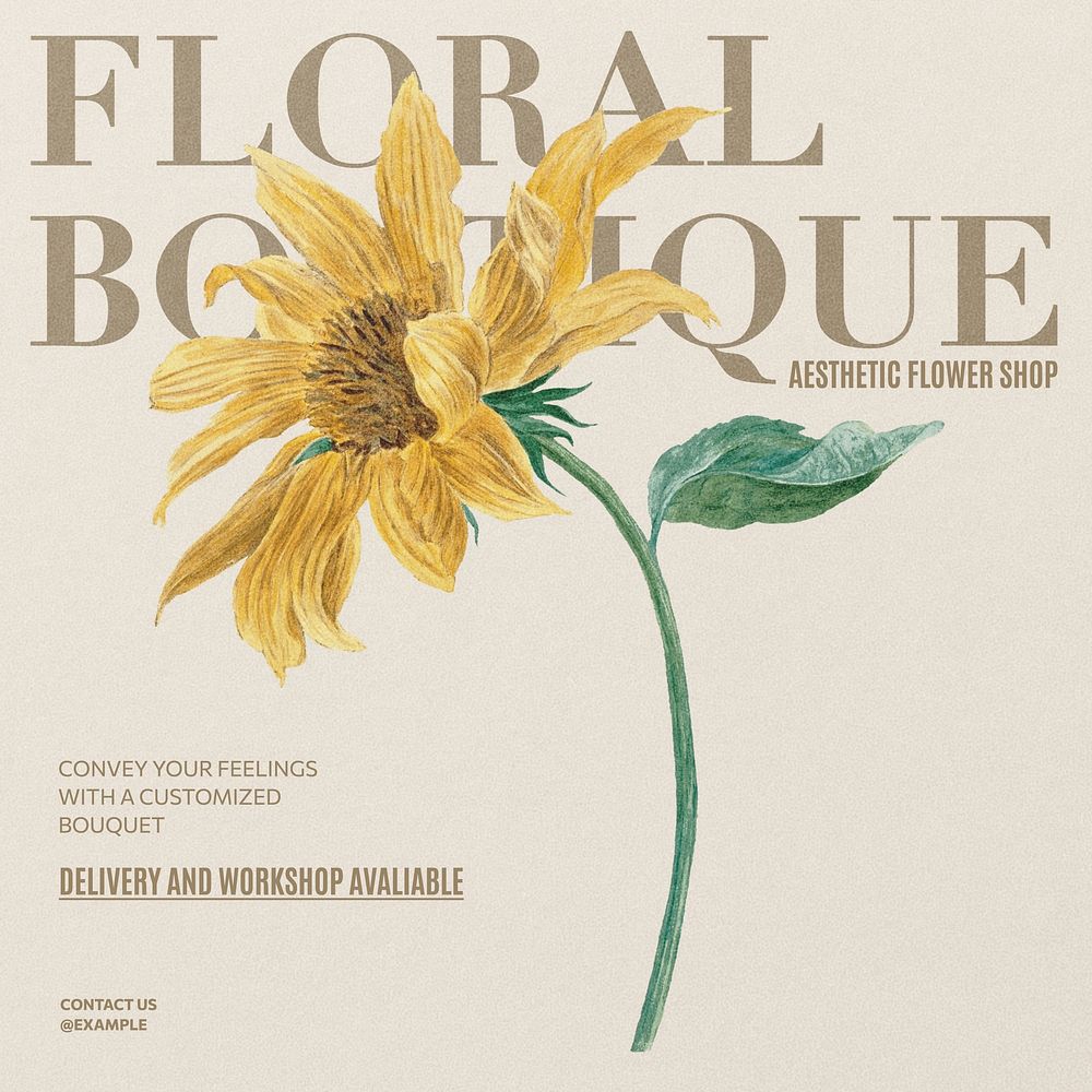 Floral boutique Facebook post template  design