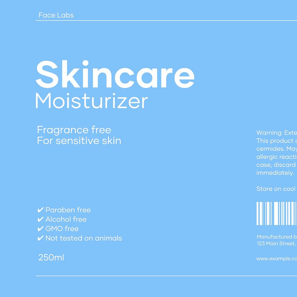 Skincare label template