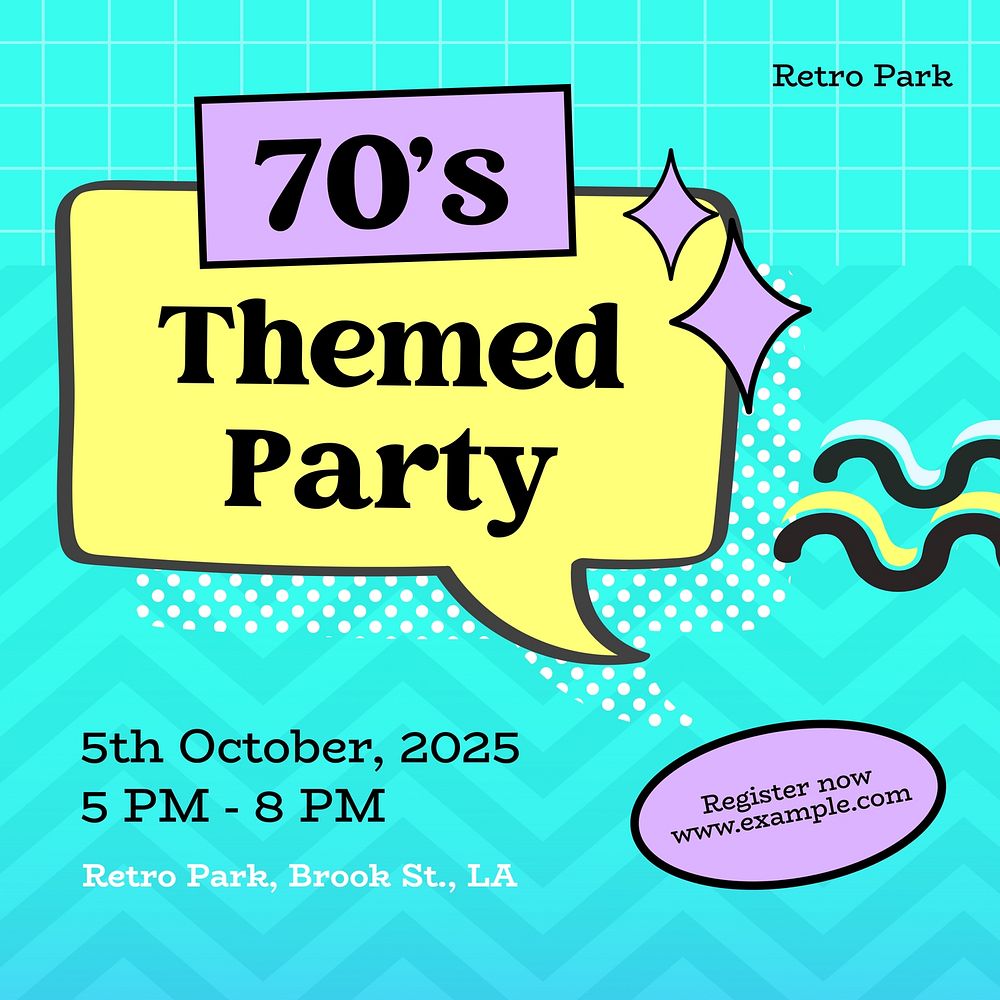 70s themed party  Instagram post template