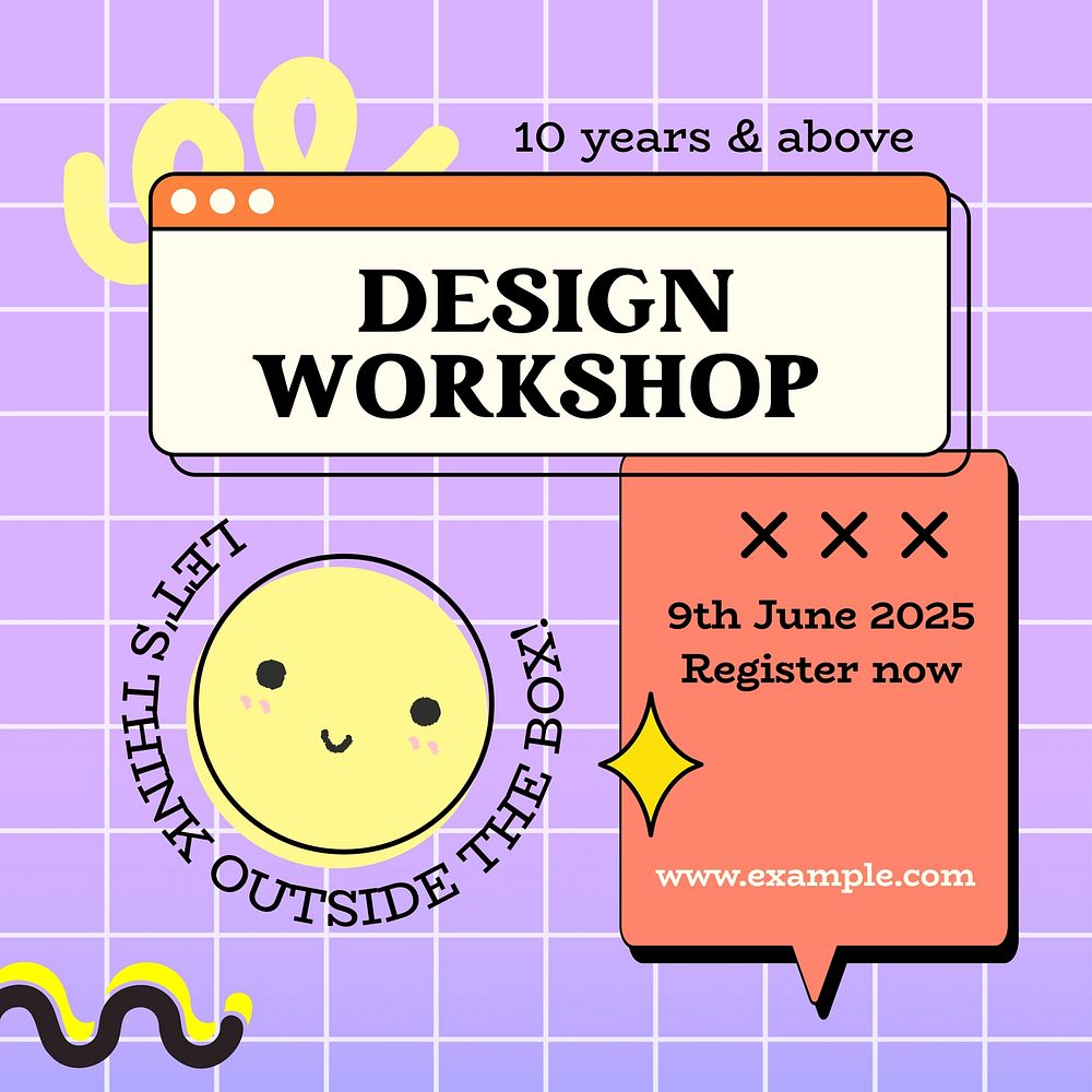 Design thinking workshop  Instagram post template  design
