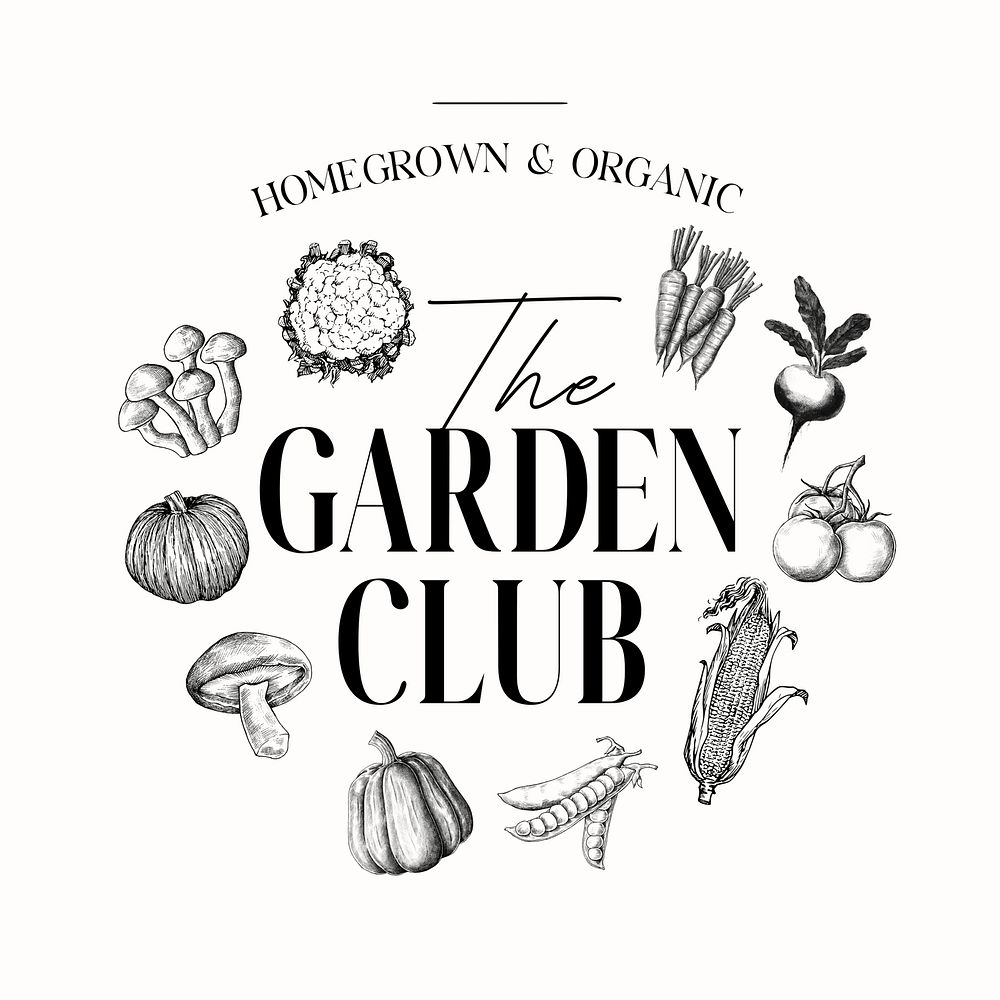 Garden club logo template, business branding design