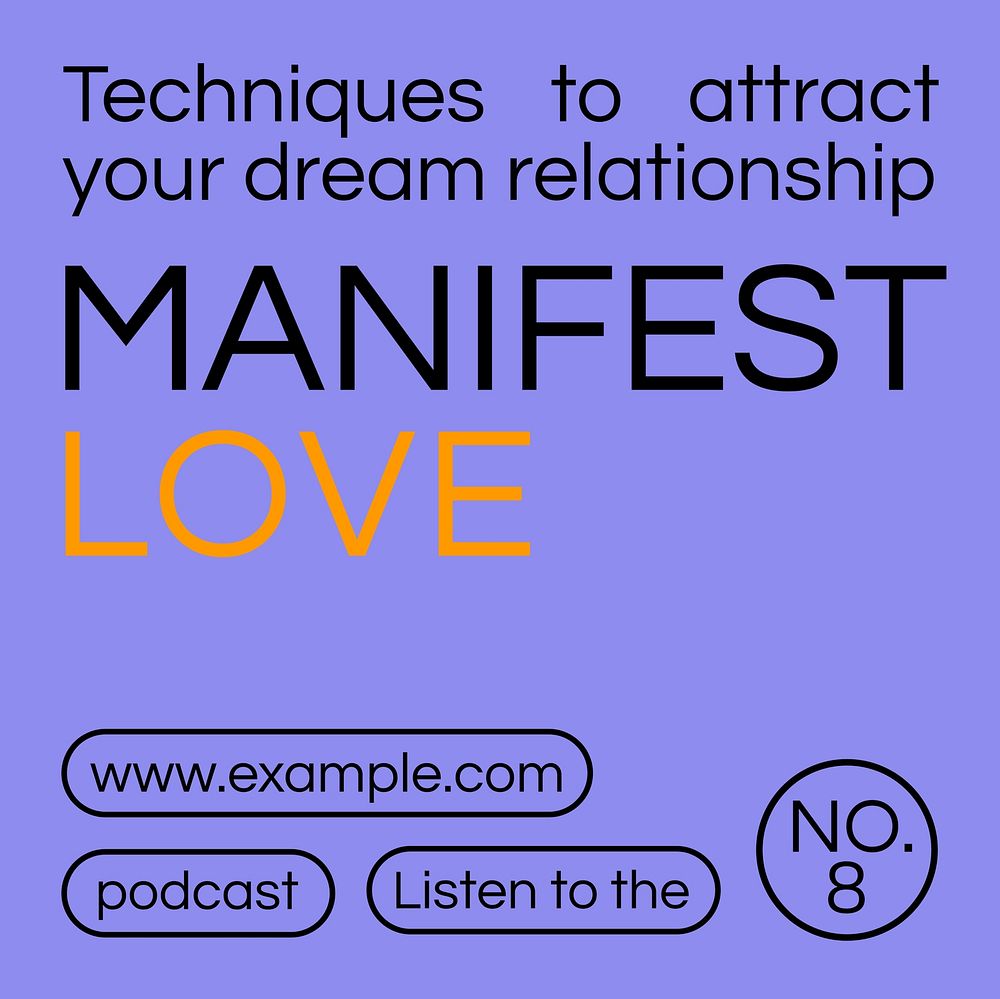 Love manifestation podcast cover template  Instagram post design