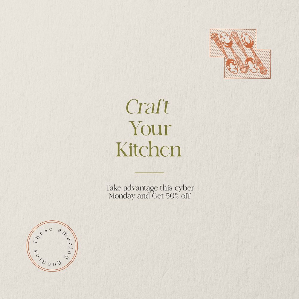 Kitchen home design Instagram post template, editable design