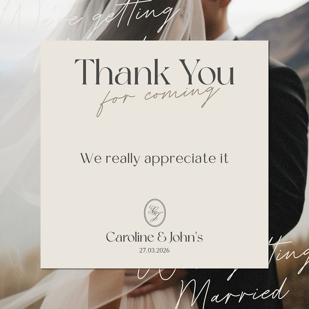 Wedding thank you Instagram post template