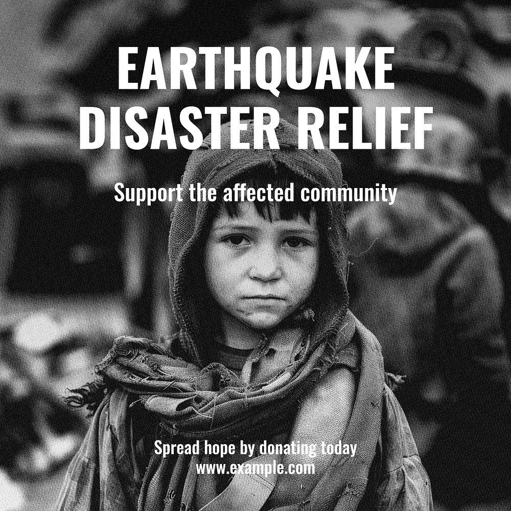 Earthquake disaster relief Instagram post template