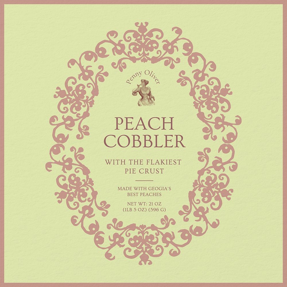 Peach Cobbler Pie label template
