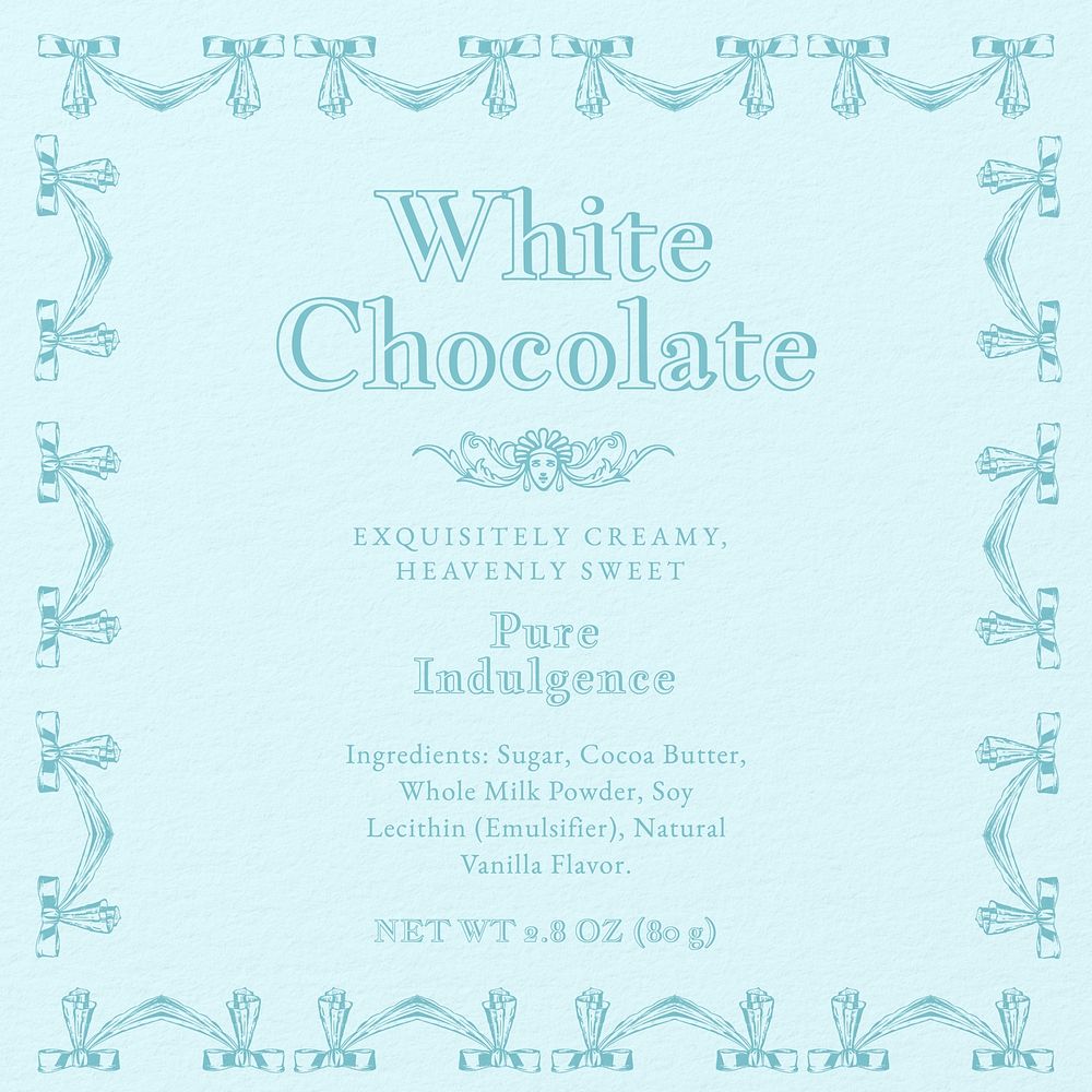 White chocolate label template