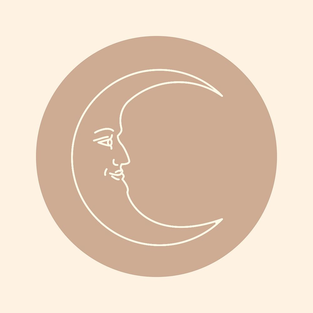 Crescent moon celestial line art  IG story cover template illustration