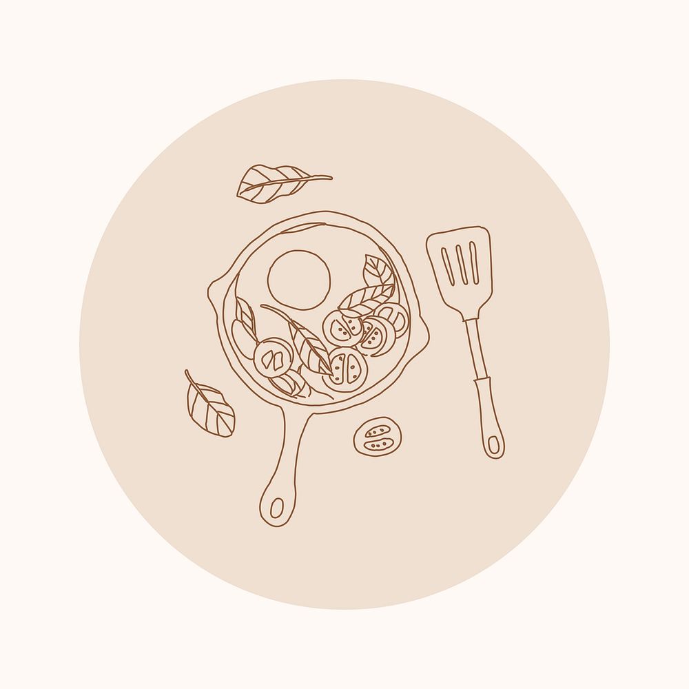 Food brown Instagram story highlight cover, line art icon illustration