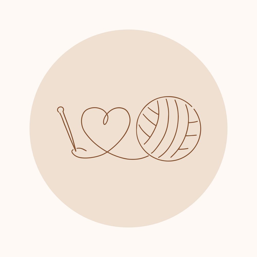 Knitting brown Instagram story highlight cover, line art icon illustration
