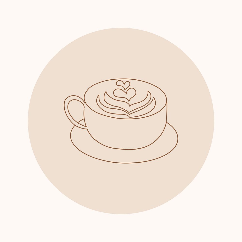 Coffee brown Instagram story highlight cover, line art icon illustration