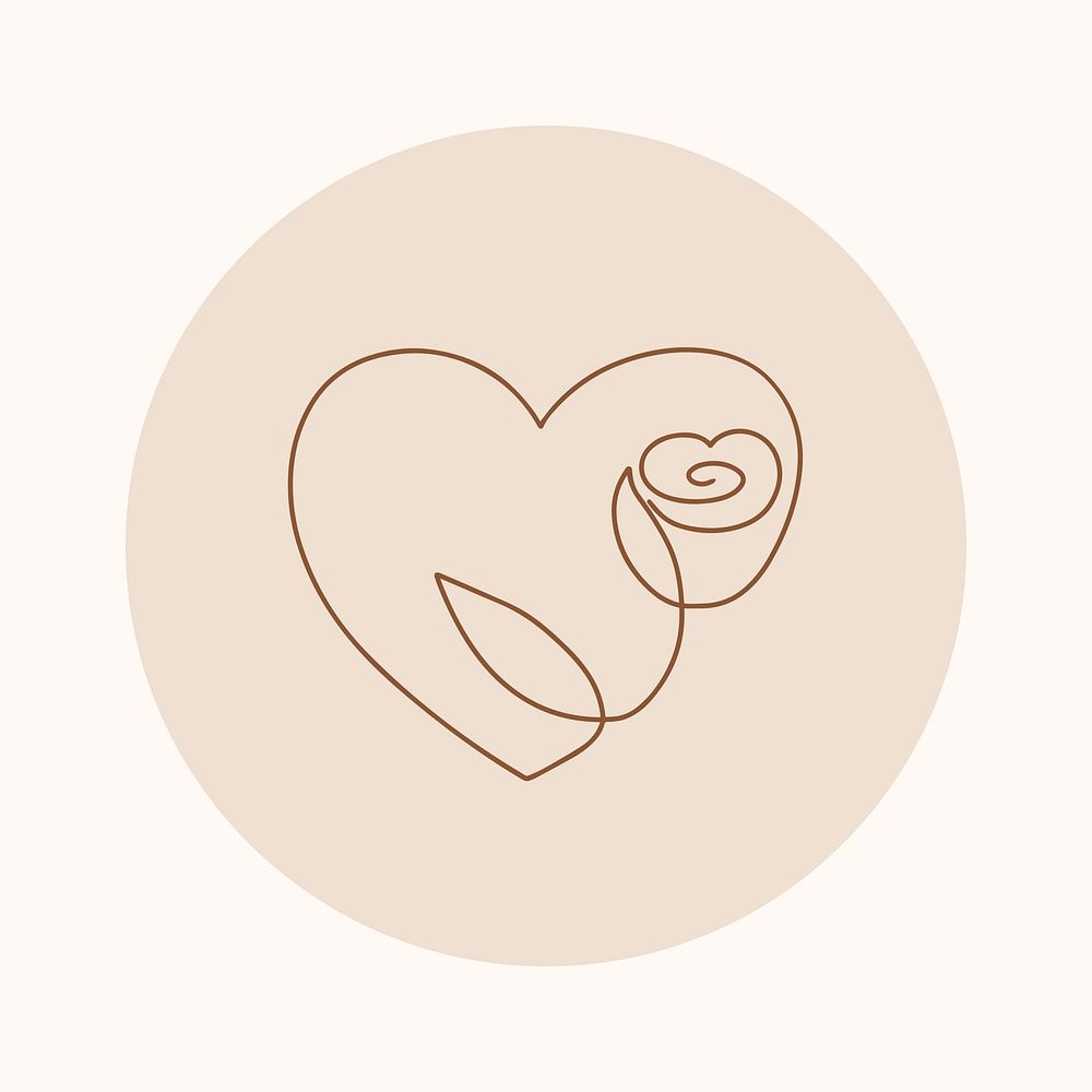Self love brown Instagram story highlight cover, line art icon illustration