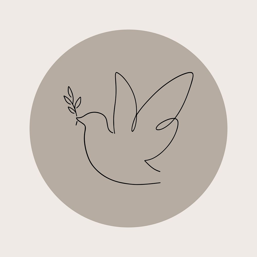 Peace brown Instagram story highlight cover, line art icon illustration