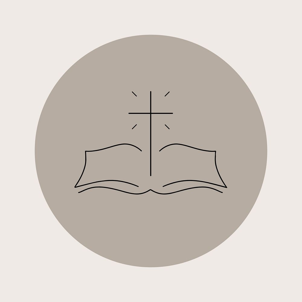 Religion brown Instagram story highlight cover, line art icon illustration