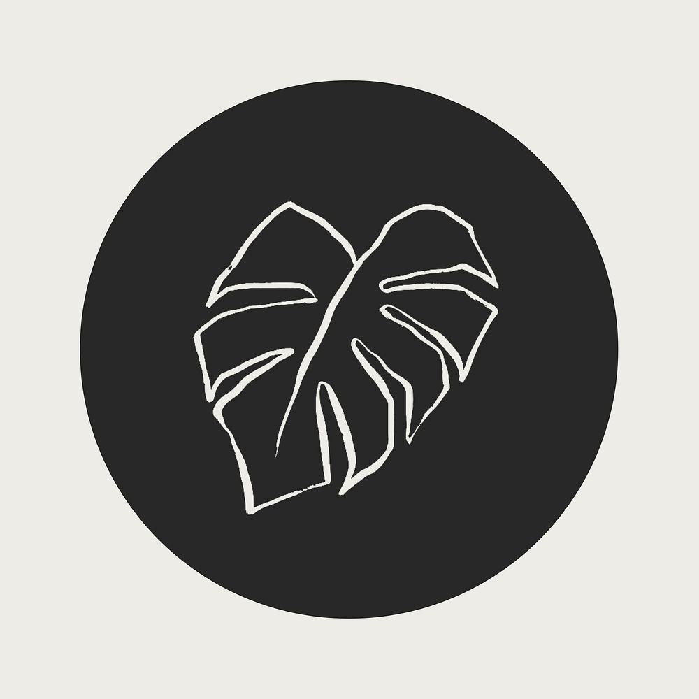Plant black Instagram story highlight cover, line art icon illustration