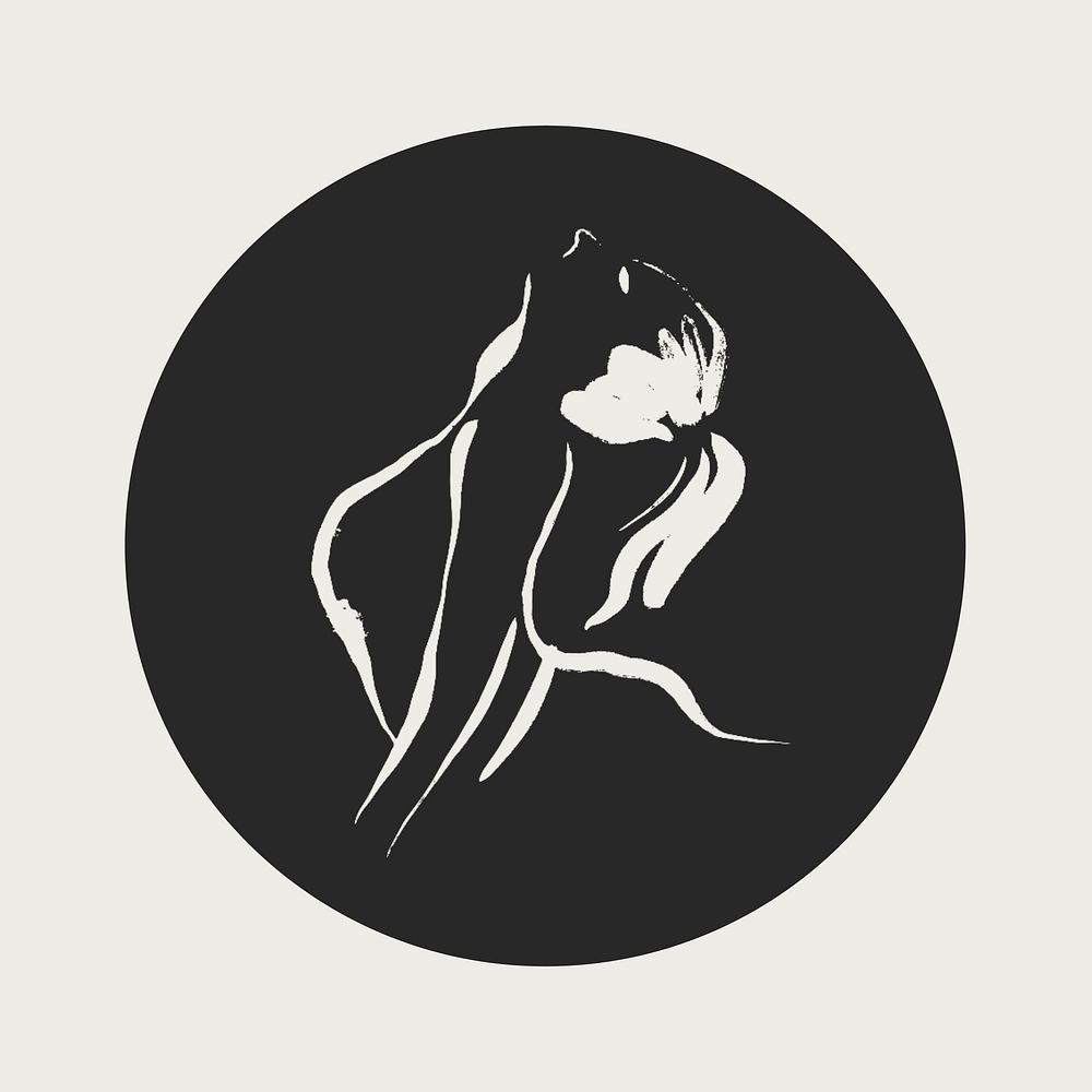 Yoga black Instagram story highlight cover, line art icon illustration