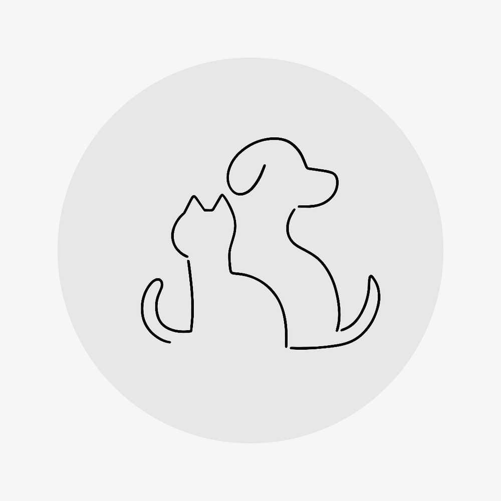 Pet gray Instagram story highlight cover, line art icon illustration