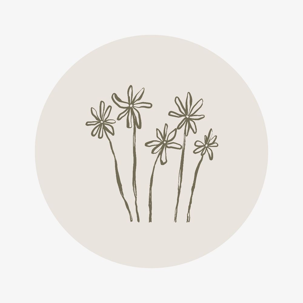 Plant brown Instagram story highlight cover, line art icon illustration