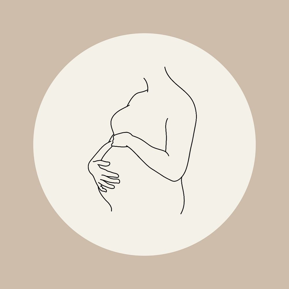 Pregnancy brown Instagram story highlight cover, line art icon illustration