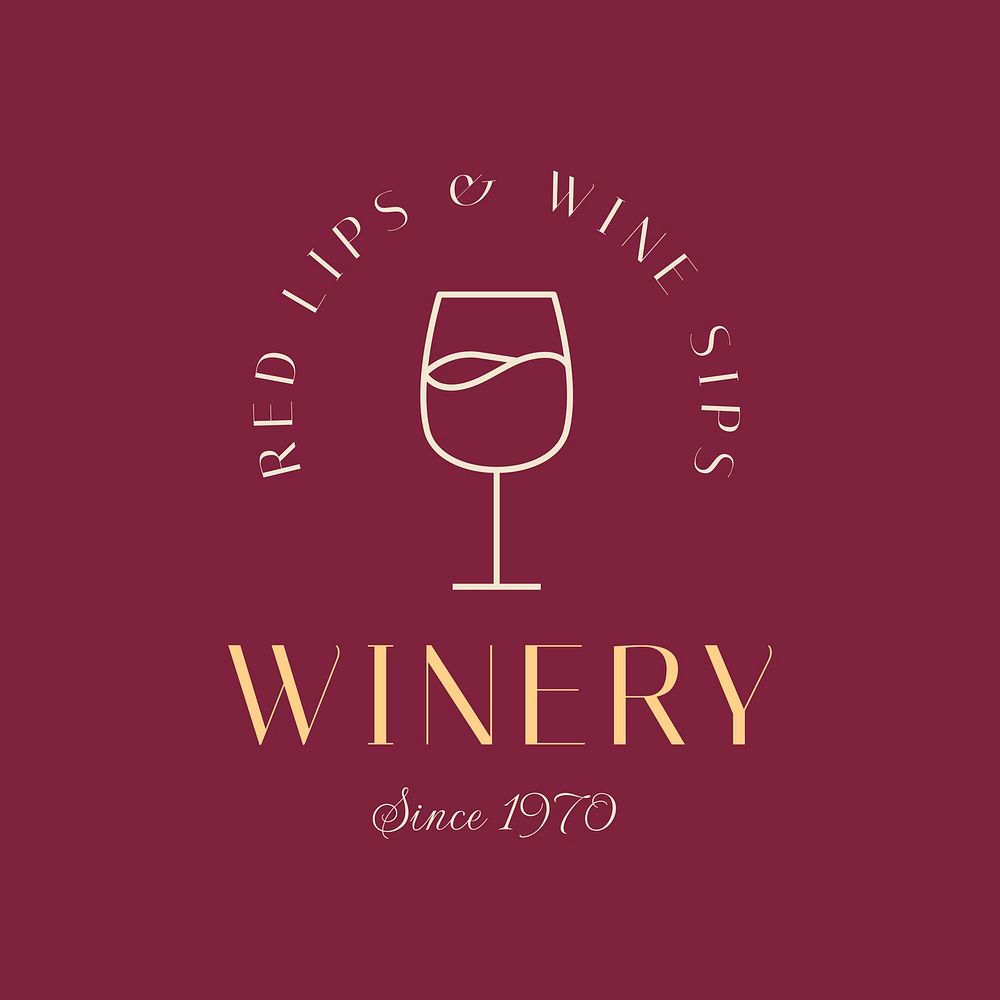 Winery business  logo, line art design