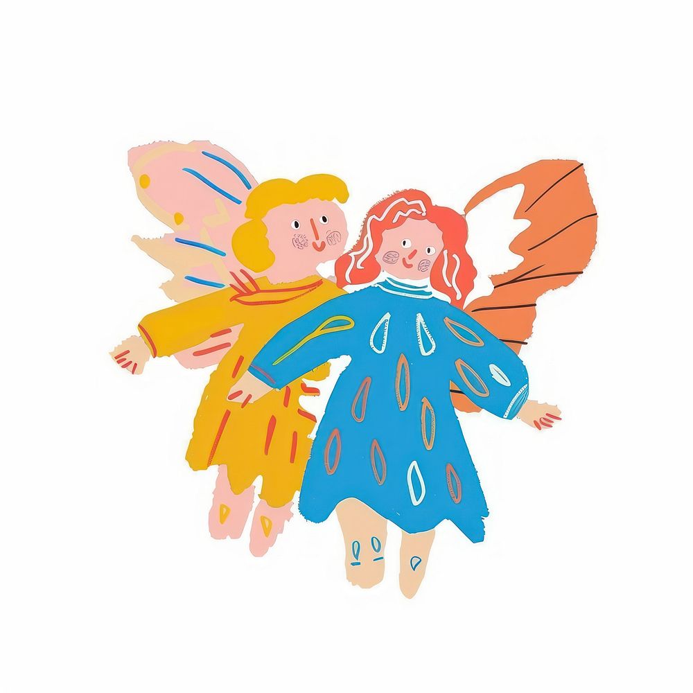 Cute angel couple illustration illustrated clothing drawing.