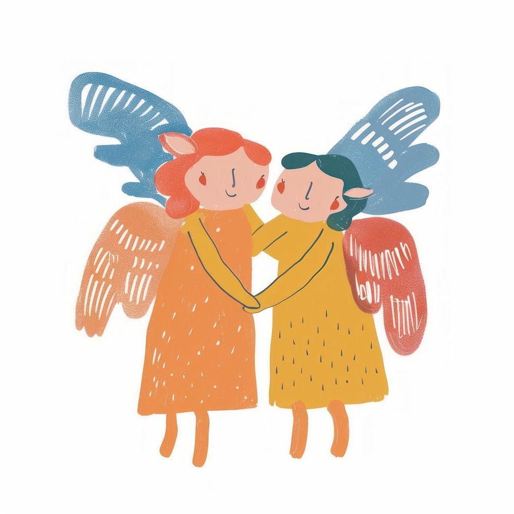 Cute angel couple illustration illustrated archangel clothing.